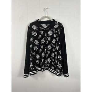 Torrid 4X Black White Skull Rose Dark Grunge Goth Lightweight Bomber Jacket